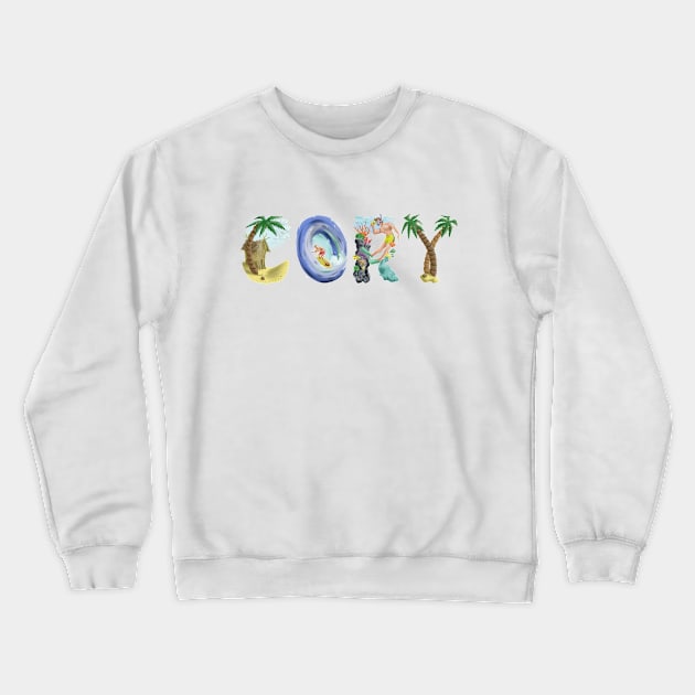 Cory Personalized Beach Art Crewneck Sweatshirt by Reading With Kids